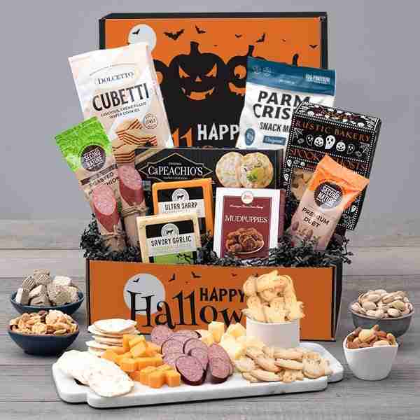 Best Halloween Gift Baskets For Adults - Haunted Halloween Care Package - Meat & Cheese