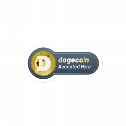 Dogecoin Accepted Here Sticker - Doge Kiss-Cut Bubble-free sticker