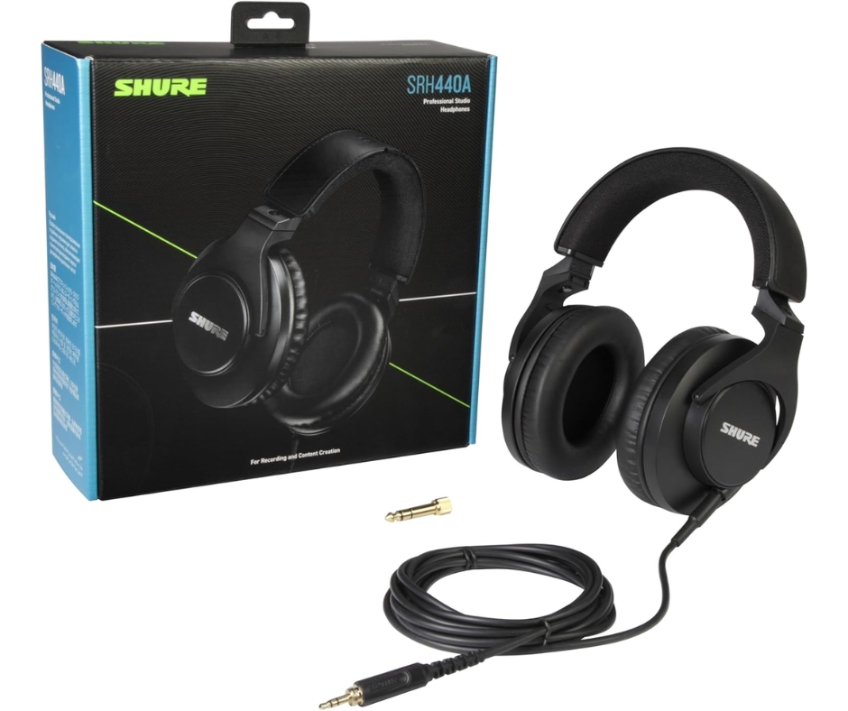 Shure SRH440A Over-Ear Wired Headphones for Monitoring & Recording