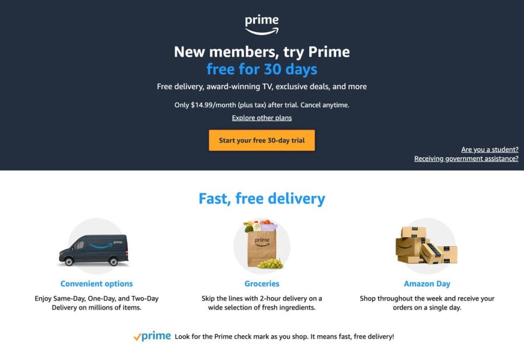 amazon prime free trial