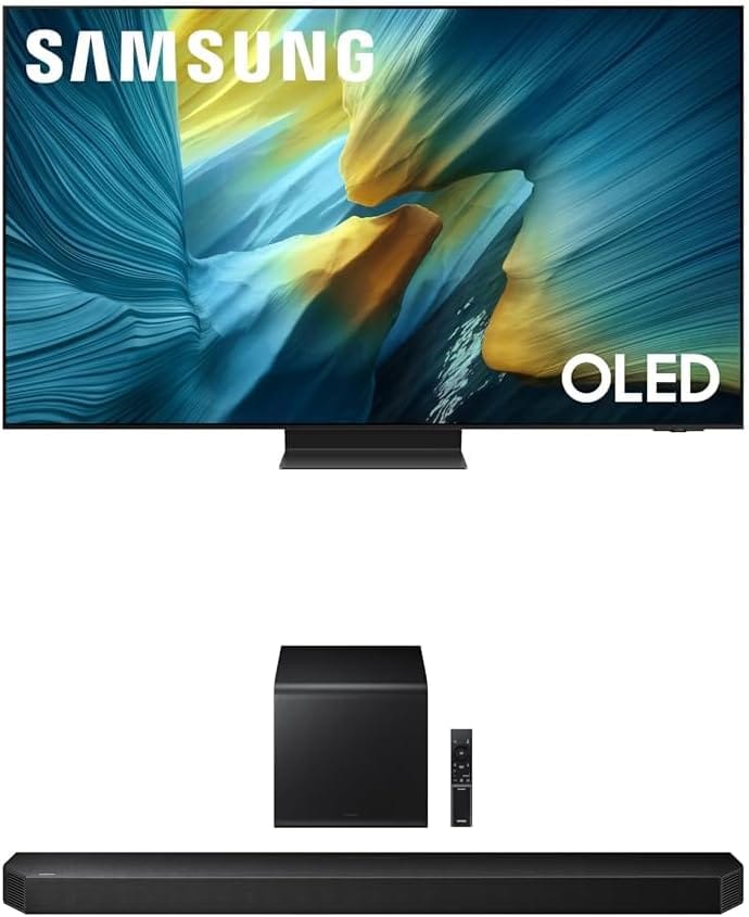 Samsung 65-Inch Class OLED S95F 4K Glare Free Smart TV (2025 Model) NQ4 AI Gen3 Processor, OLED HDR Pro Q800F 5.1.2ch Q Series Soundbar + Subwoofer, Wireless Dolby Atmos (HW-Q800F, 2025)