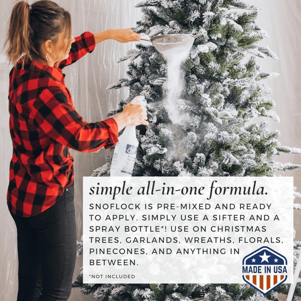 SnoFlock The Original Premium Self-Adhesive Snow Flock Powder with ShimmerSpec for Christmas Trees & Decor | Made in USA | 2 lbs